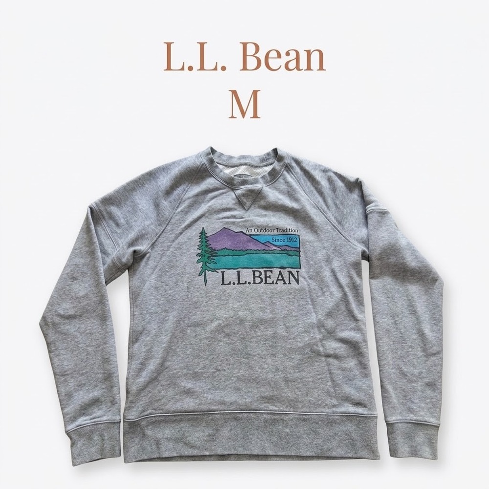 L.L. Bean Sweatshirt - An Outdoor Tradition Graphic Crew M Gray